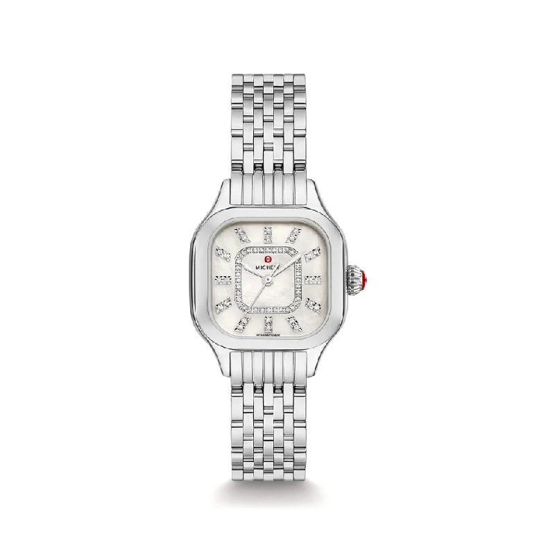 Michele Meggie Stainless Steel Diamond Watch - White MOP Dial