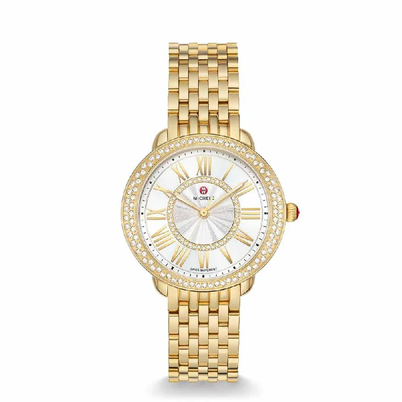 Michele Serein Mid Yellow Gold Diamond Watch