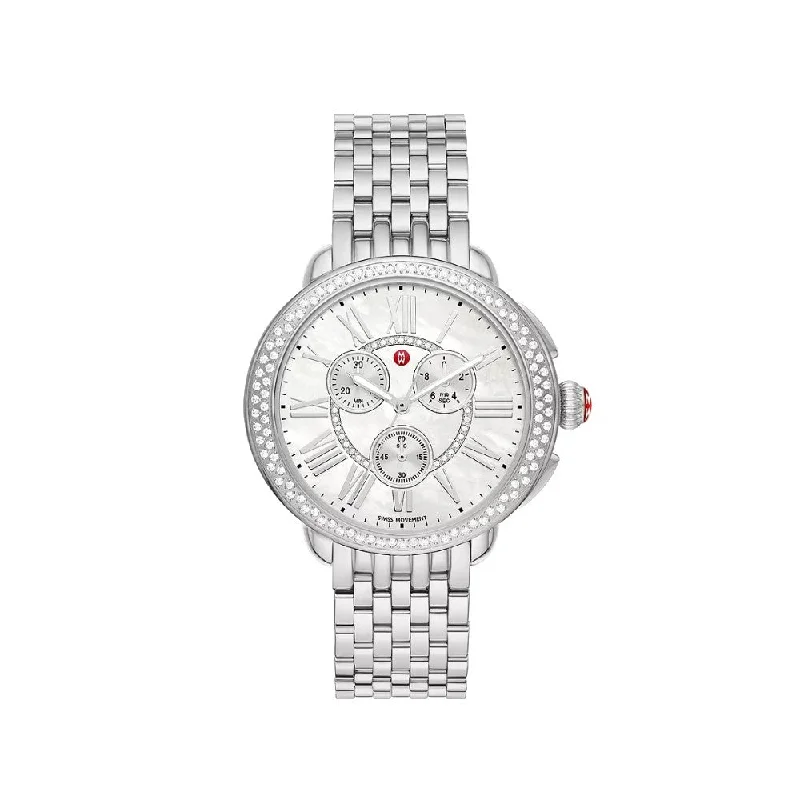 Michele Serein Stainless Steel Diamond Watch