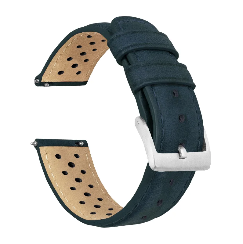 Navy Blue Racing Horween Leather Watch Band