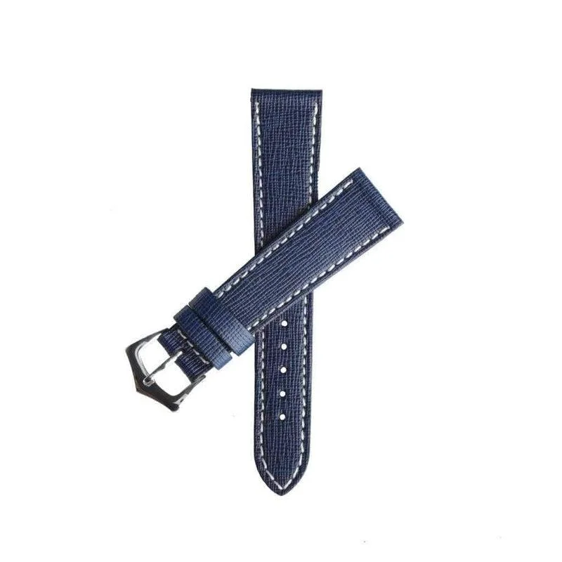 Navy Blue Saffiano Leather Watch Strap