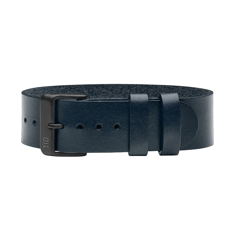 Navy Leather Strap with Black / Steel / Gold Buckle