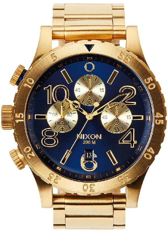 Nixon 48-20 Chrono Blue Dial Gold PVD Men's Watch A486-1922