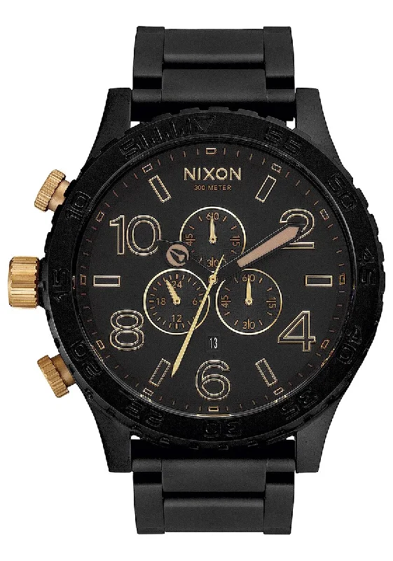 Nixon 51-30 Chronograph Matte Black & Gold Men's Watch A083-1041