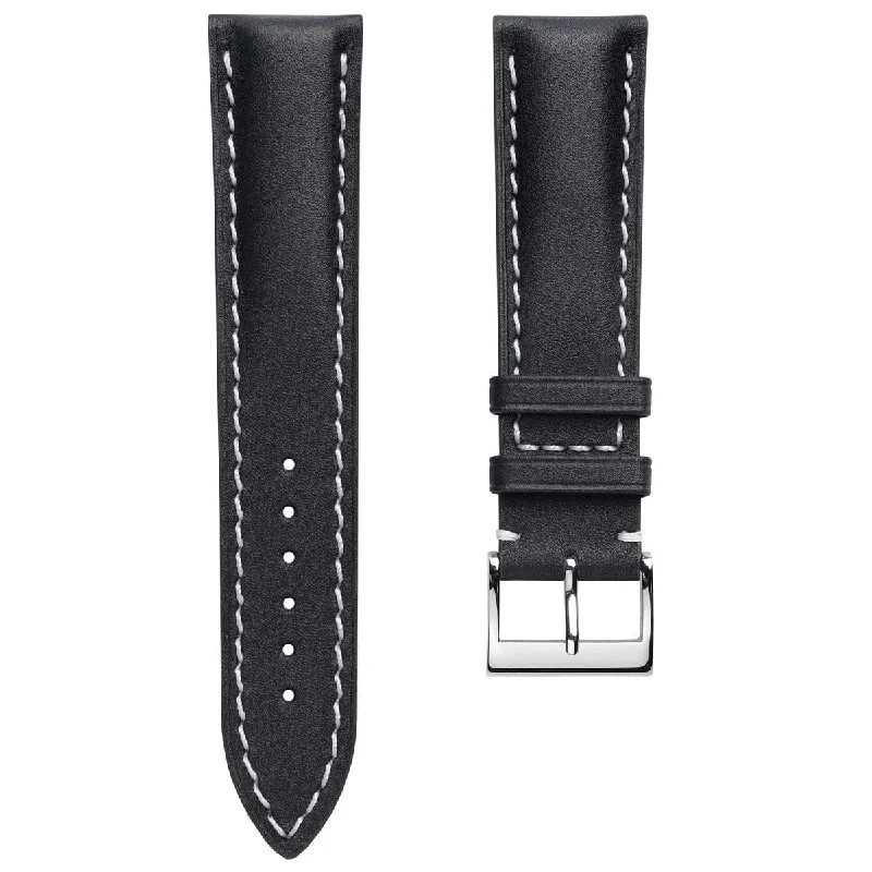 Ostend Thick Padded Leather Watch Strap - Baranil Marine Blue