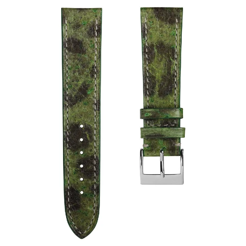 Sea Wolf Flat Leather Watch Strap - Ocean Green