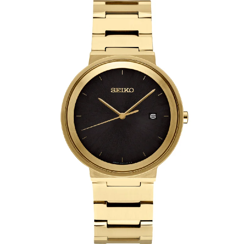 Seiko Essential Collection Black Sunray Dial Gold-Tone