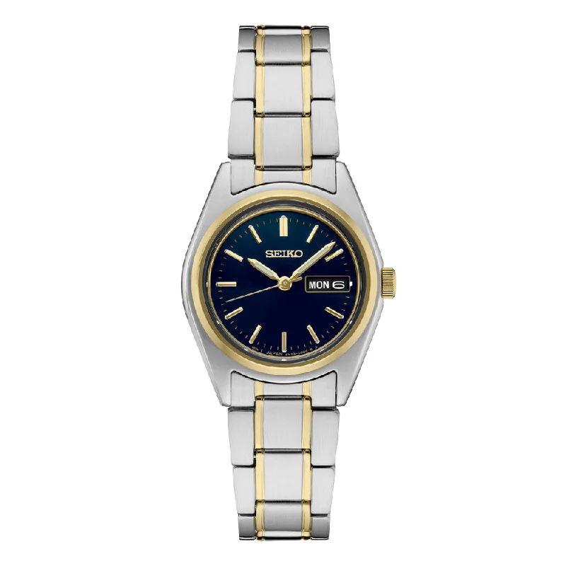 Seiko Essentials 28mm Blue Dial Two-Tone Stainless Quartz