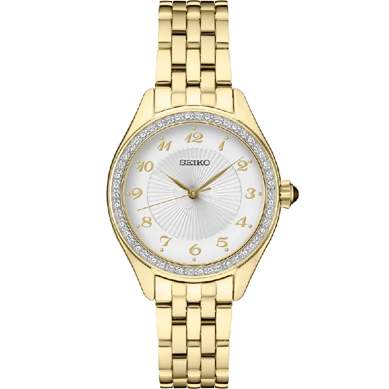 Seiko Essentials 29mm Patterned White Dial With Swarovski Crystals