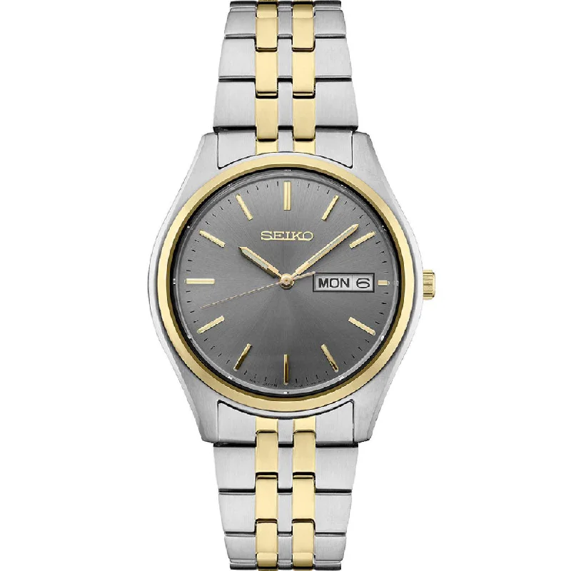 Seiko Essentials Charcoal Sunray Dial Two-Tone, SUR432