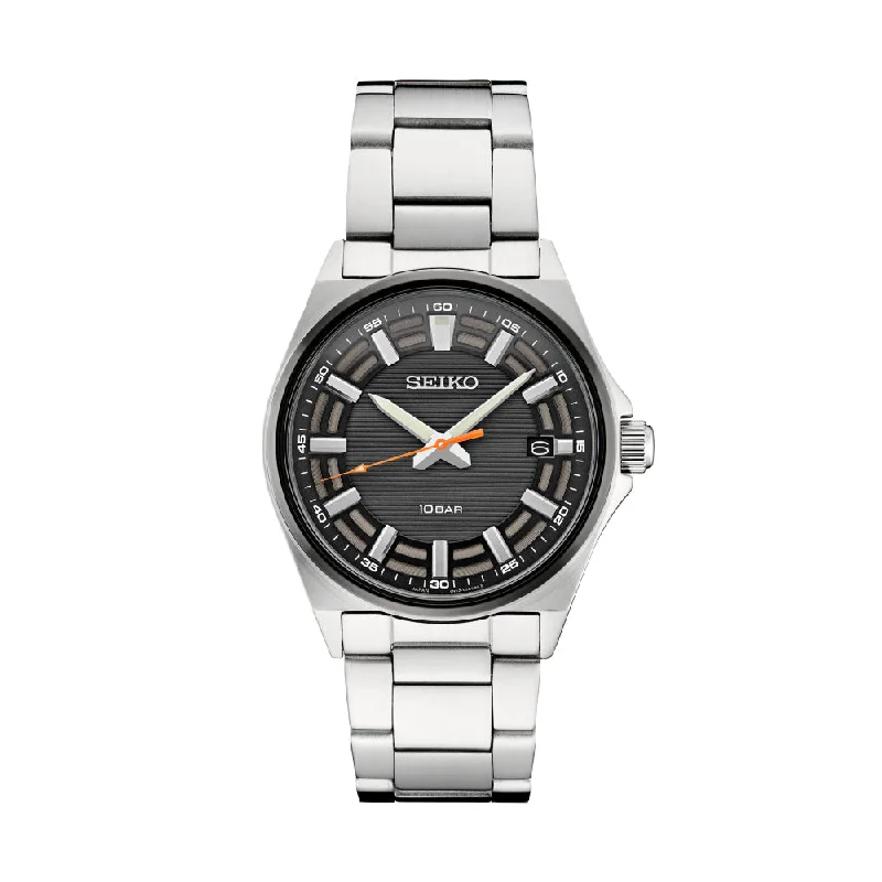 Seiko Essentials Collection 40mm Grey Dial Stainless Quartz SUR507