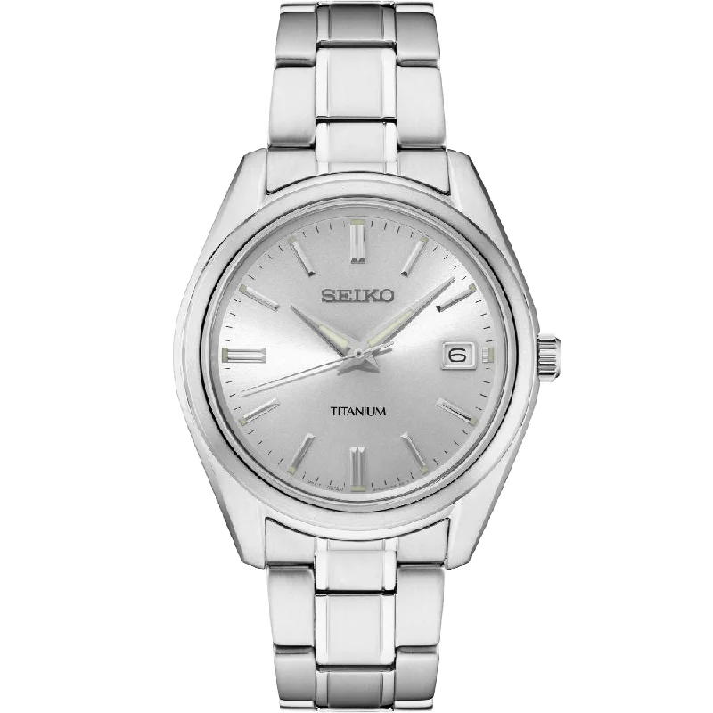 Seiko Essentials Collection Silver Sunray Dial Titanium Classic Quartz SUR369