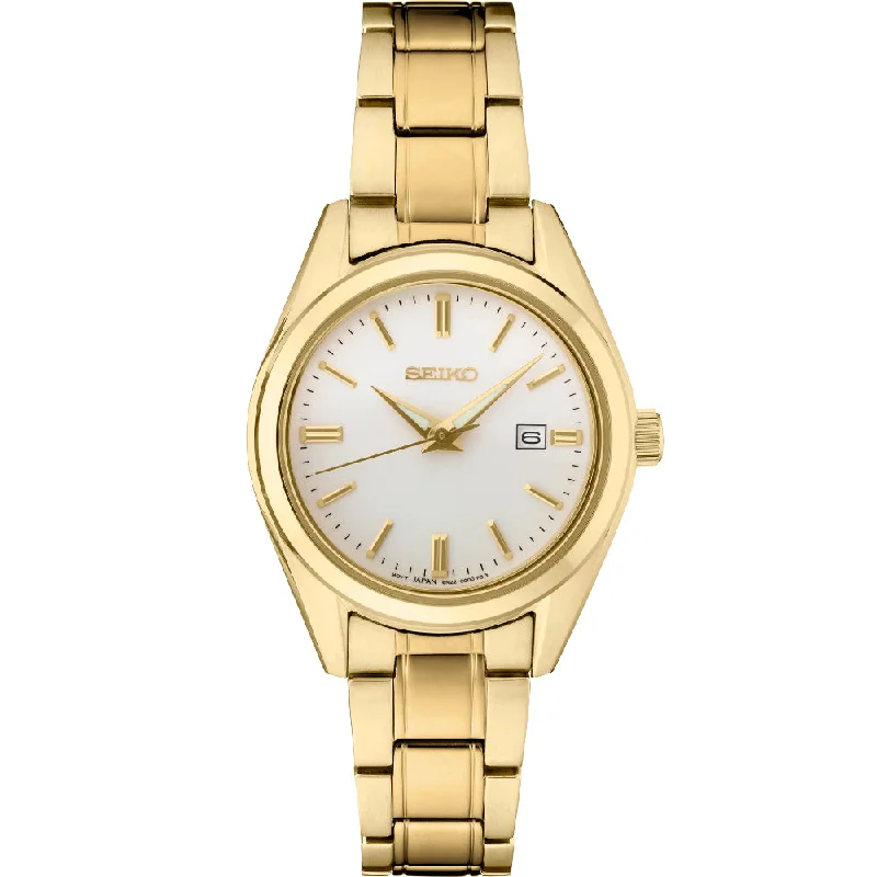 Seiko Essentials Ladies 29mm Gold Tone, Silver Dial