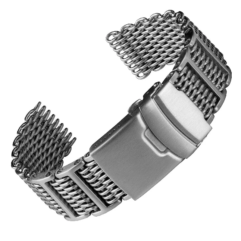 Genuine H Link Shark Mesh 316L Stainless Watch Strap - Satin