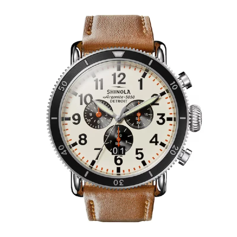 Shinola Gents 48mm Runwell Sport Chronograph, Cream Dial