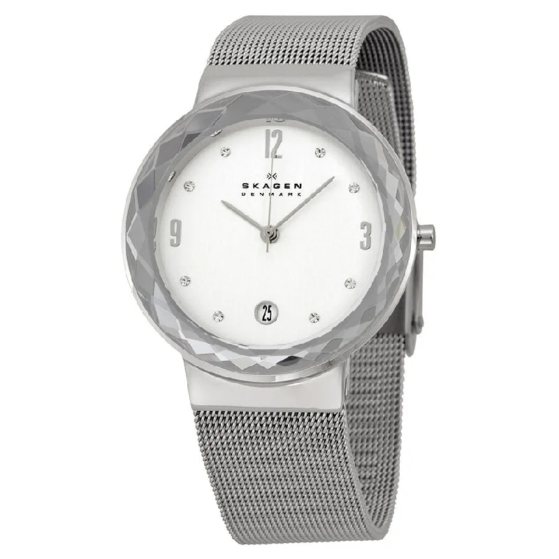 Skagen Leonora  Silver Dial Stainless Steel Mesh Ladies Watch SKW2004 (Defect)