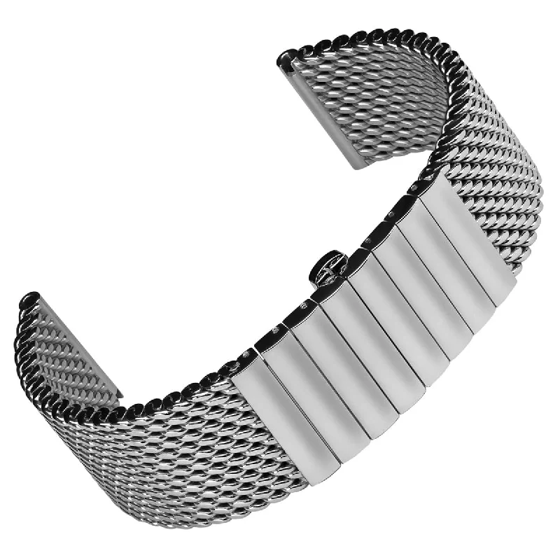 German Butterfly Mesh 316L Stainless Steel Watch Bracelet - Polished