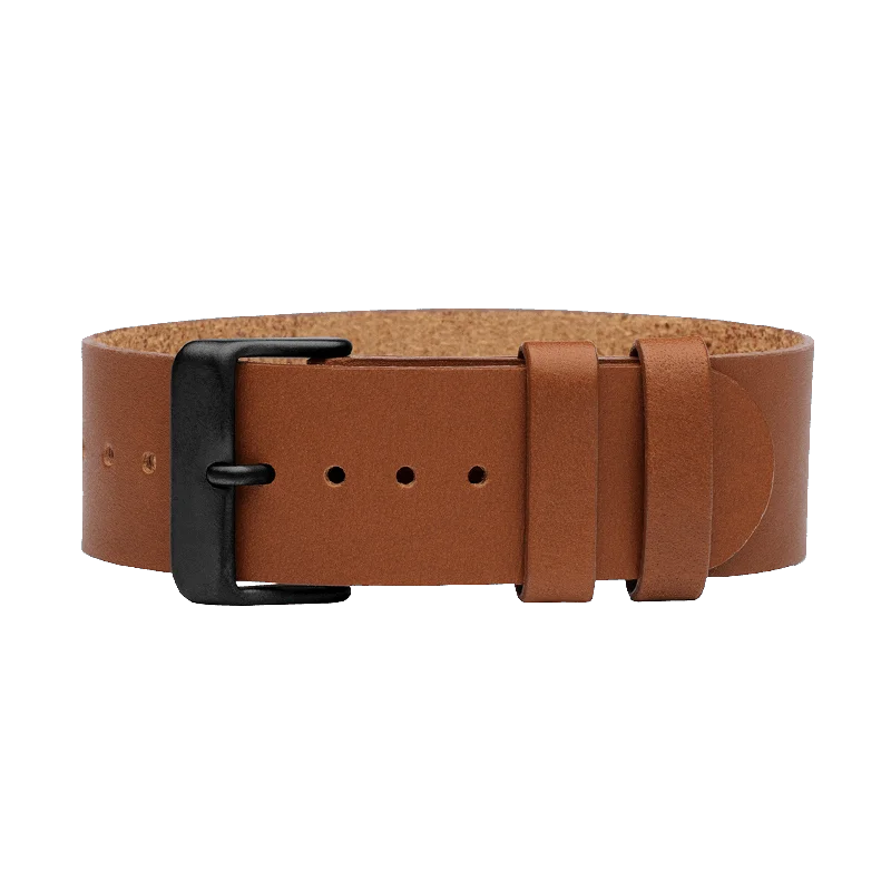 Tan Leather Strap with Black / Steel / Gold Buckle