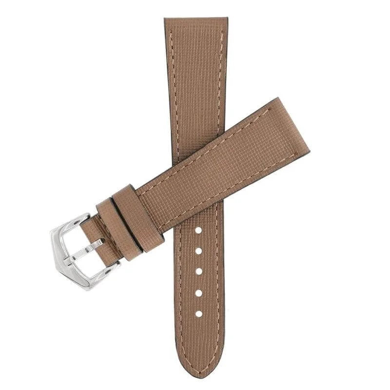 Taupe Saffiano  Leather Watch Strap - Taupe Color