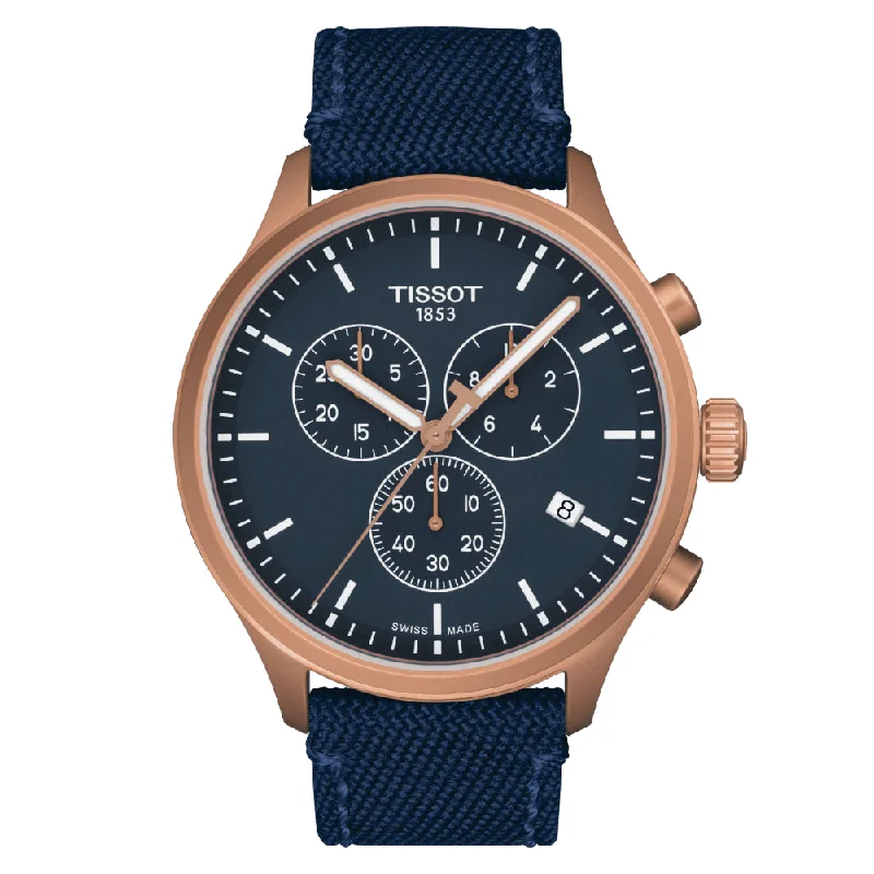 Rose Gold PVD, Navy Dial & Fabric Strap