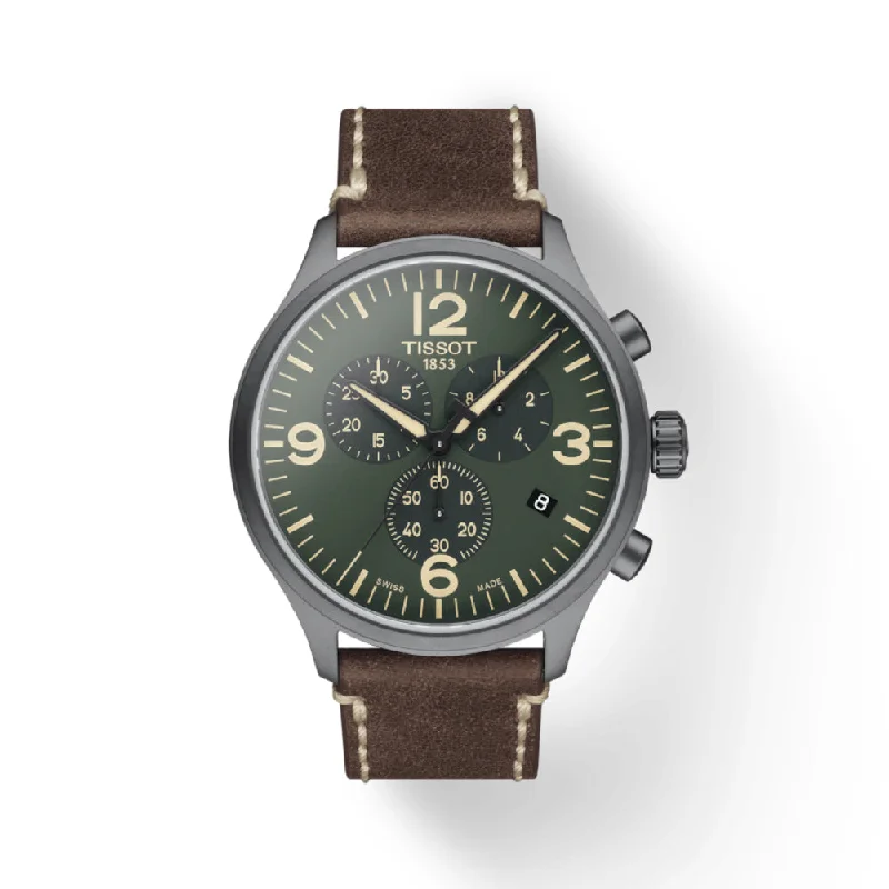 Green Dial with Brown Leather Strap