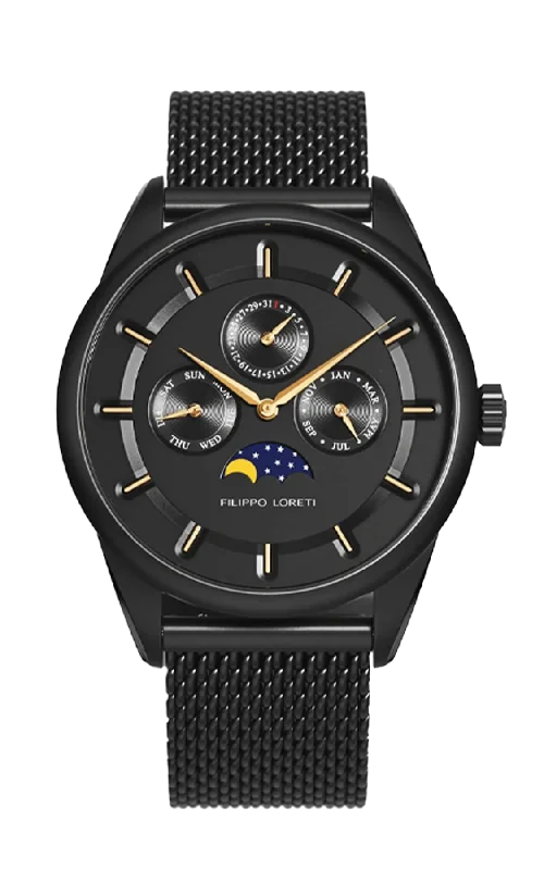 Venice Moonphase Black Gold Mesh