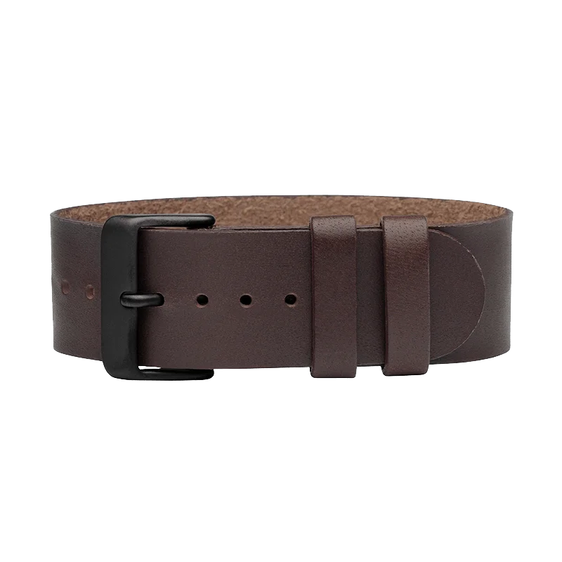 Walnut Leather Strap with Black / Steel / Gold Buckle