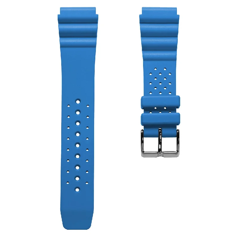 WatchGecko 285 Italian Rubber Diver's Watch Strap - Sky Blue