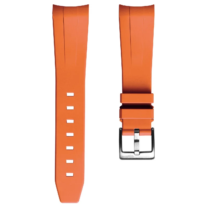 WatchGecko 41mm Tudor Black Bay Style Rubber Watch Strap -  Orange