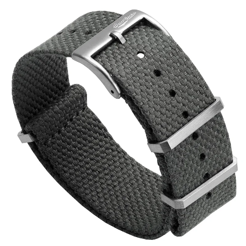 WatchGecko Braemore Military Canvas Watch Strap - Space Force Grey