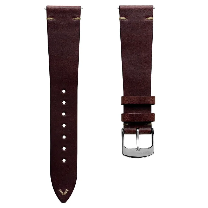 Genuine Horween Chromexcel® V-Stitch Leather Watch Strap - Red