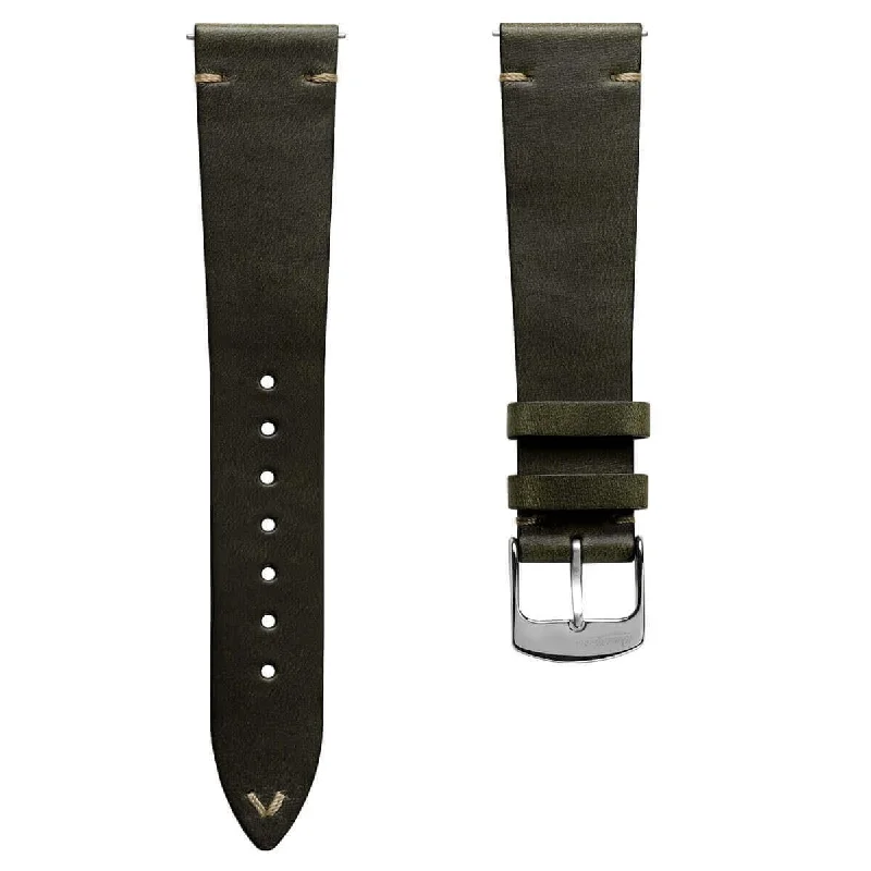 Genuine Horween Chromexcel® V-Stitch Leather Watch Strap - Green