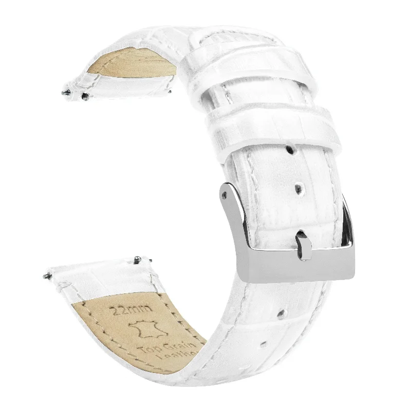 White Alligator Grain Leather Watch Band (16mm, 21mm SALES)