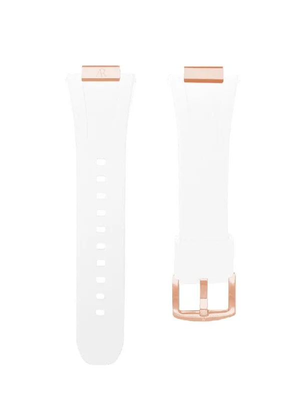 White rubber smartwatch case strap