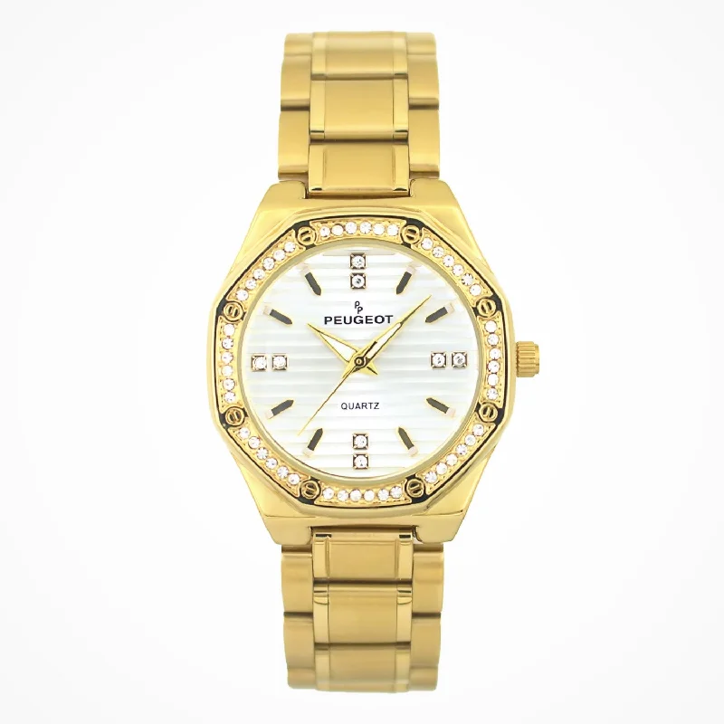 Women's 32mm Hex Shape Gold Bracelet Watch