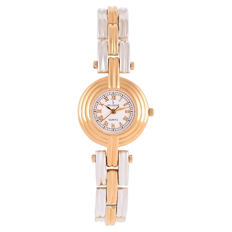 Womens  25mm Two-Tone Round 14K Gold-Plated Fluted Bezel Watch