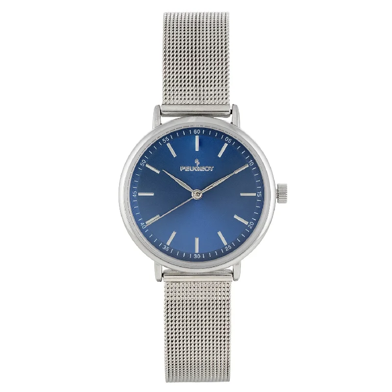 Women's 30mm Blue Sleek Stainless Steel Mesh Band Watch