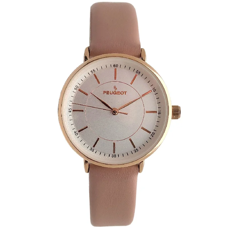 Women's 30mm Pink Modern Calfskin Leather Strap Watch