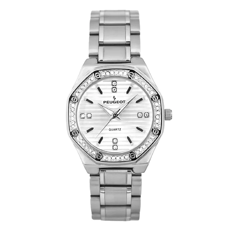 Women's 32mm Hex Shape Silver Bracelet Watch