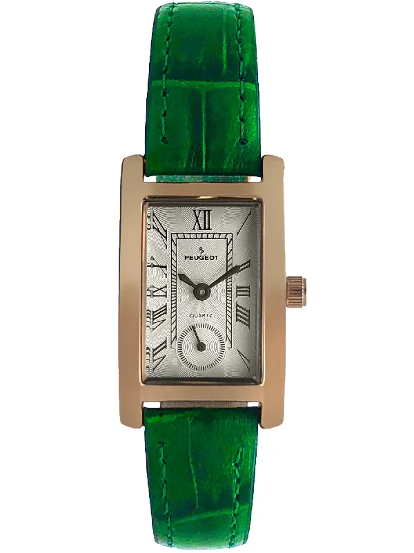 Women's Contour Tank Shape Case Green Watch with Roman Numerals