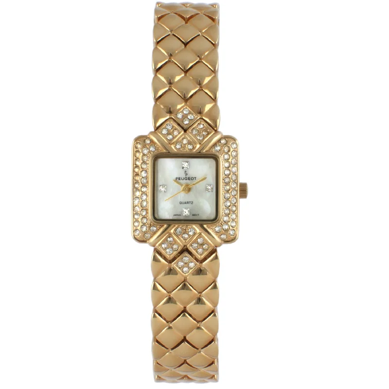 Women's Gold Bracelet Watch with Swarovski Crystal Bezel