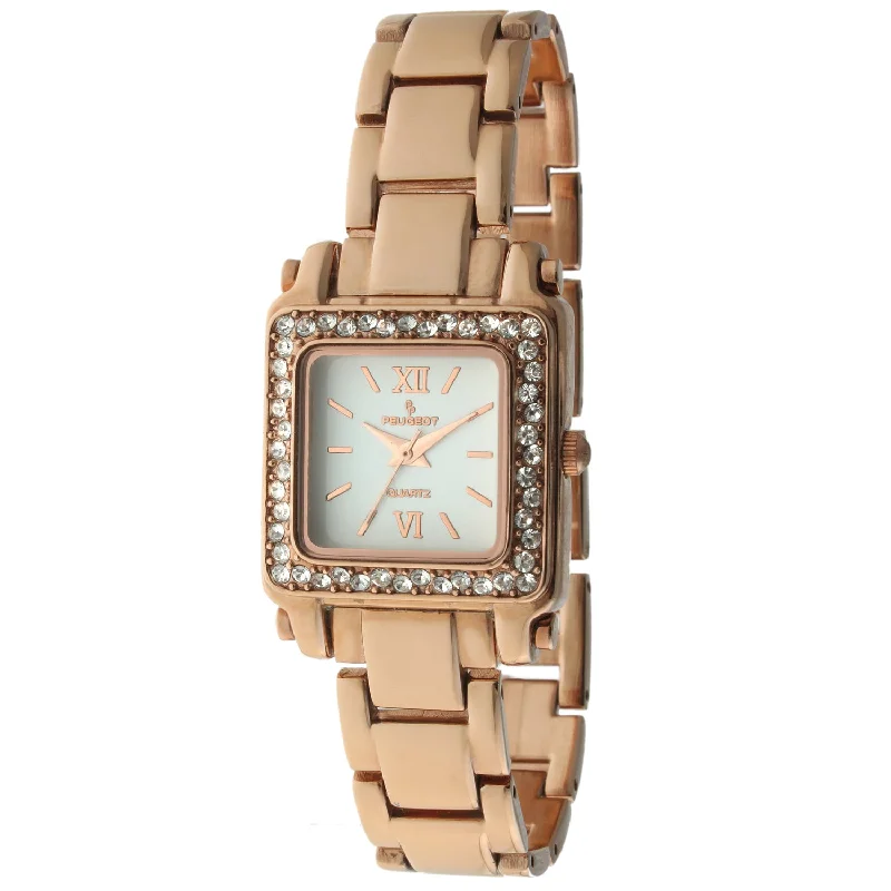 Women's Rose Gold Tank Shape Bracelet Watch - Swarovski Crystal Bezel