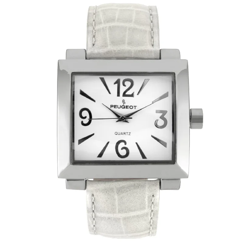 Women's Square 35x40mm Easy Read Big Face Watch with Leather Band